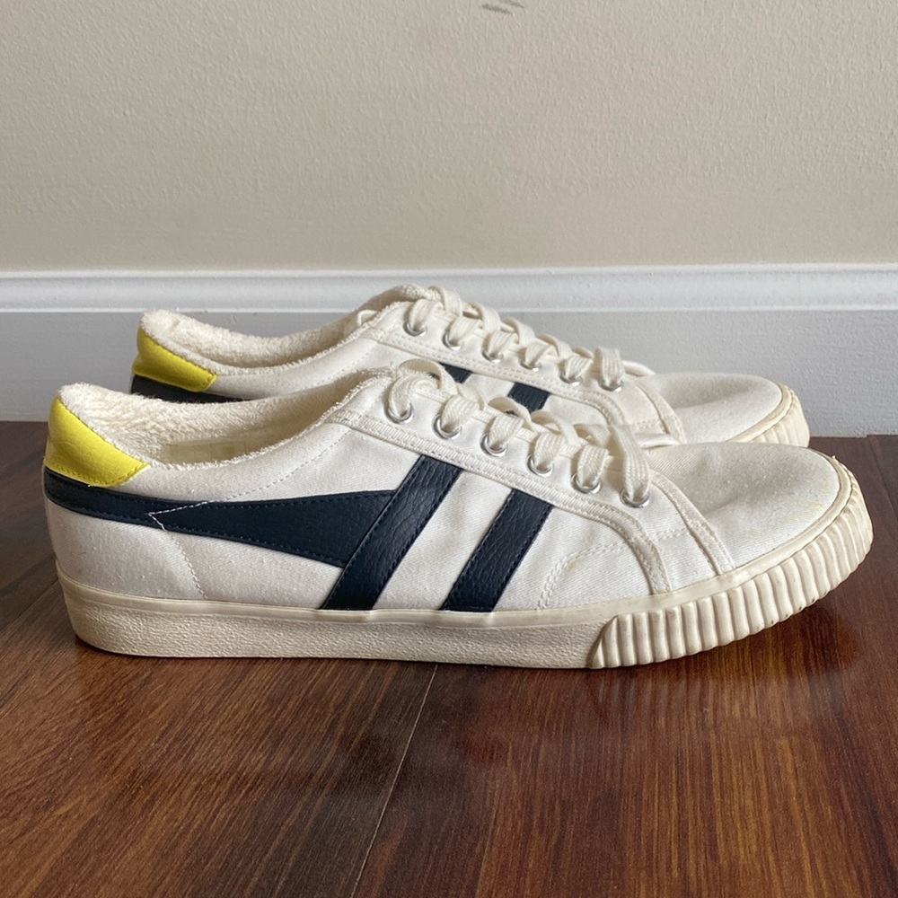Gola White and Black Sneakers with Yellow Accent
